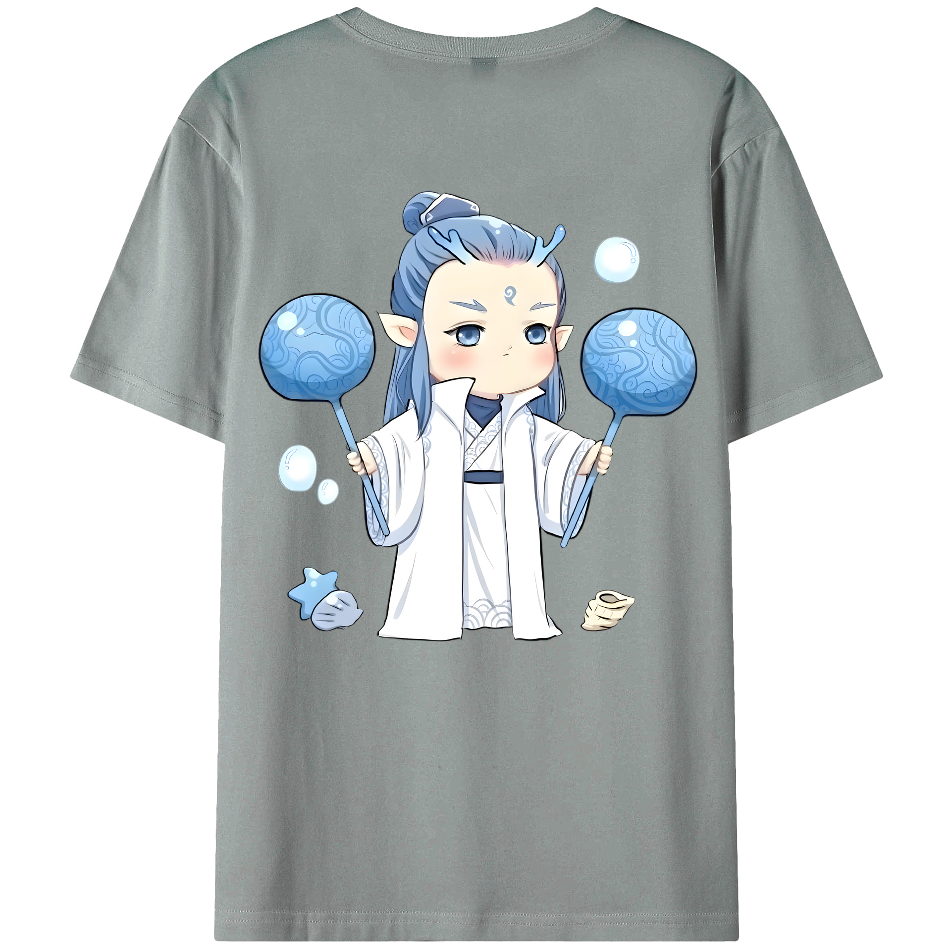（画像用） Ne Zha 2 ナタ 魔童の大暴れ 綿100％ メンズ半袖Tシャツ（バックプリント） 通気性